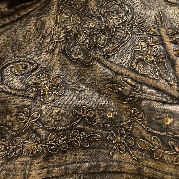 Vtg Metallic Medium Embroidered Crochet Lace Boho Flashback Blazer Jacket Women - Picture 12 of 16